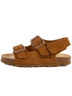 Leder-Sandalen in Hellbraun