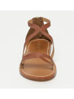 Leder-Sandalen in Hellbraun