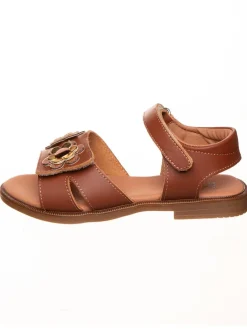 Leder-Sandalen in Hellbraun