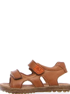 Leder-Sandalen in Hellbraun