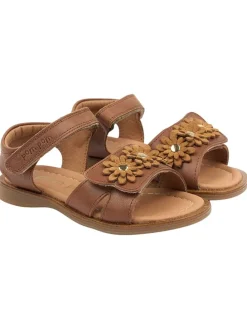 Leder-Sandalen in Hellbraun