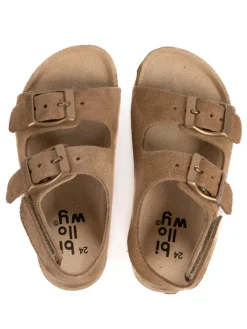 Leder-Sandalen in Hellbraun