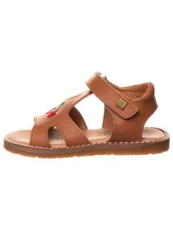 Leder-Sandalen in Hellbraun