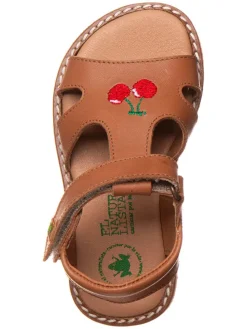 Leder-Sandalen in Hellbraun