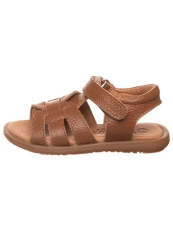 Leder-Sandalen in Hellbraun