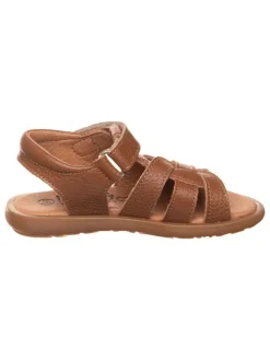 Leder-Sandalen in Hellbraun