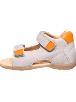 Leder-Sandalen in Hellgrau