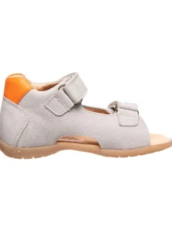 Leder-Sandalen in Hellgrau