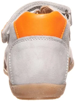 Leder-Sandalen in Hellgrau