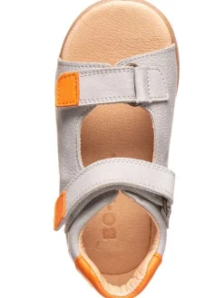 Leder-Sandalen in Hellgrau