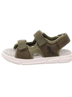 Leder-Sandalen in Khaki