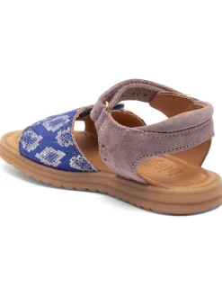 Leder-Sandalen in Lila/ Blau/ Silber