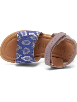 Leder-Sandalen in Lila/ Blau/ Silber