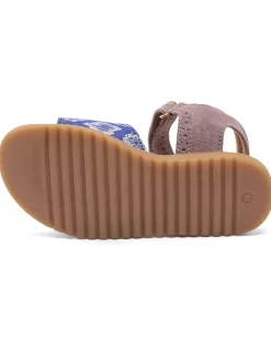 Leder-Sandalen in Lila/ Blau/ Silber