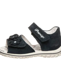 Leder-Sandalen in Navy