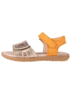 Leder-Sandalen in Orange/ Gold