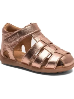 Leder-Sandalen in Rosa/ Gold