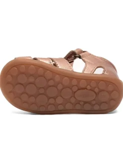 Leder-Sandalen in Rosa/ Gold