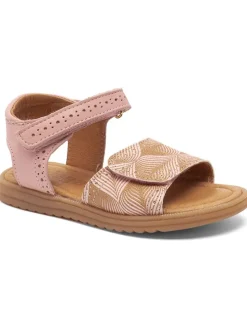 Leder-Sandalen in Rosa/ Gold