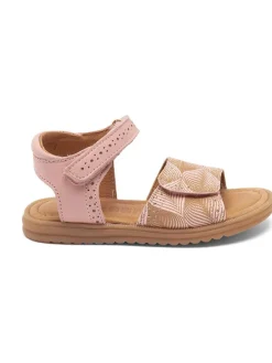 Leder-Sandalen in Rosa/ Gold