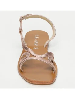 Leder-Sandalen in Rosegold