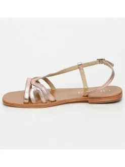 Leder-Sandalen in Rosegold