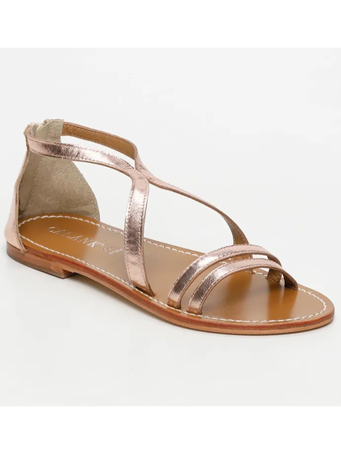 Leder-Sandalen in Rosegold