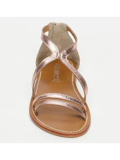 Leder-Sandalen in Rosegold