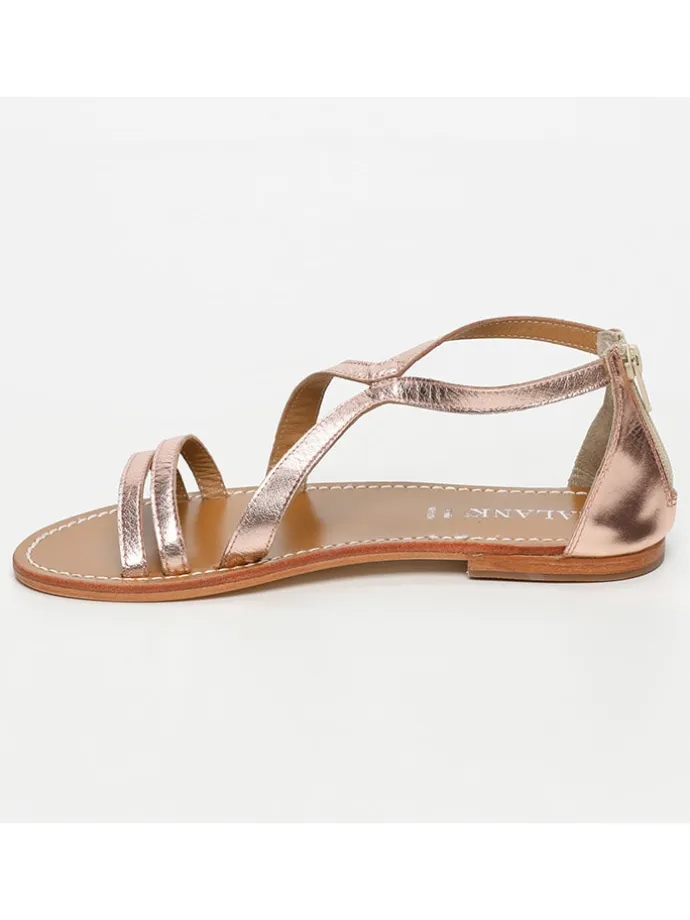 Leder-Sandalen in Rosegold