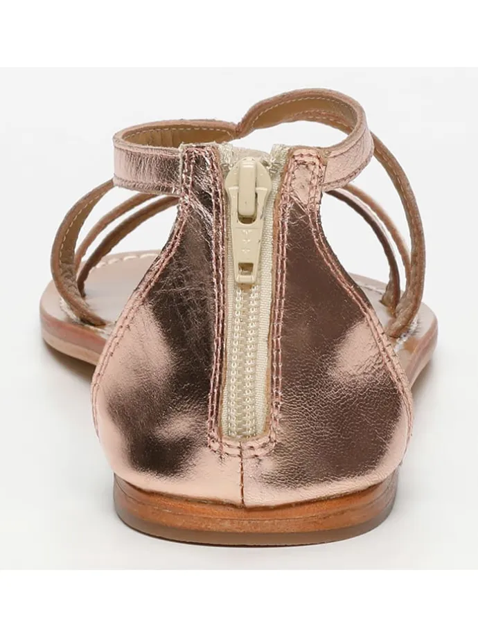 Leder-Sandalen in Rosegold