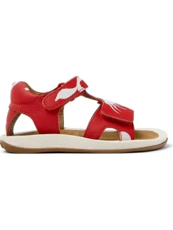 Leder-Sandalen in Rot/ Weiß