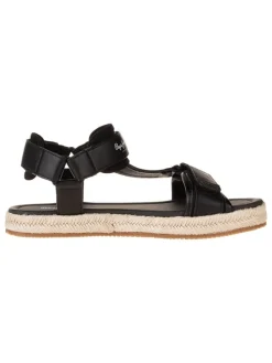 Leder-Sandalen in Schwarz
