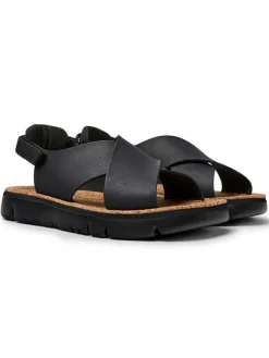 Leder-Sandalen in Schwarz