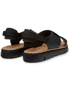 Leder-Sandalen in Schwarz