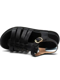 Leder-Sandalen in Schwarz