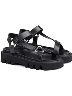Leder-Sandalen in Schwarz