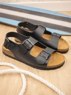 Leder-Sandalen in Schwarz