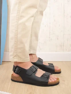 Leder-Sandalen in Schwarz