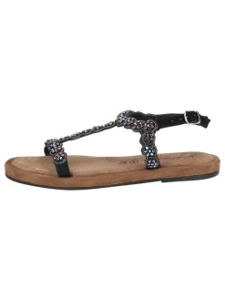 Leder-Sandalen in Schwarz/ Bunt