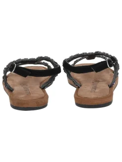 Leder-Sandalen in Schwarz/ Bunt