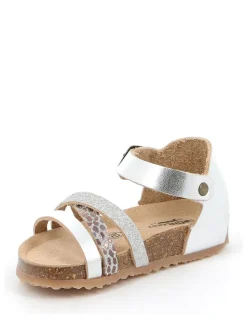 Leder-Sandalen in Silber