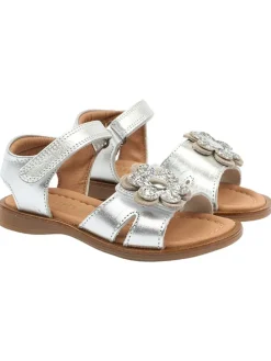 Leder-Sandalen in Silber