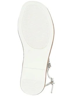 Leder-Sandalen in Silber/ Weiß