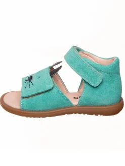 Leder-Sandalen in Türkis