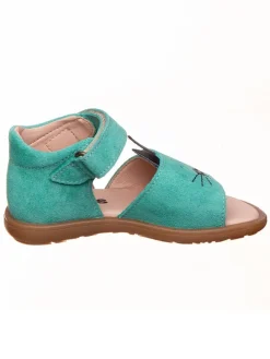 Leder-Sandalen in Türkis