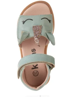 Leder-Sandalen in Türkis