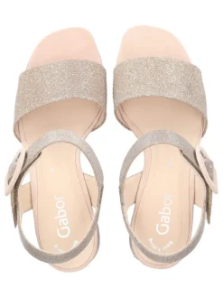 Leder-Sandaletten in Beige