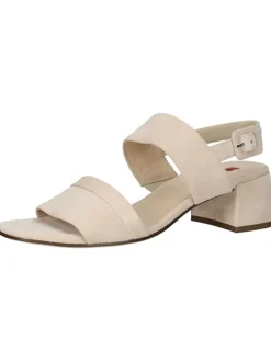 Leder-Sandaletten in Beige