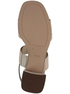 Leder-Sandaletten in Beige