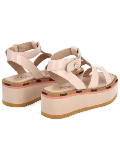 Leder-Sandaletten in Beige